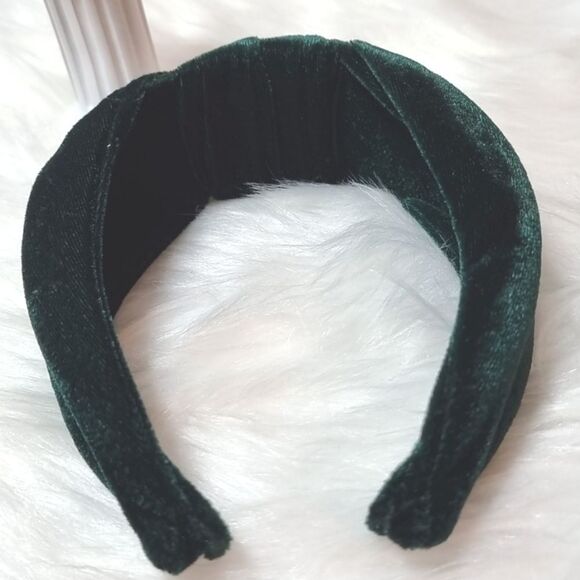 New Wide Green Velvet Top Knot Headband fall christmas Luxe Luxury - Picture 5 of 9
